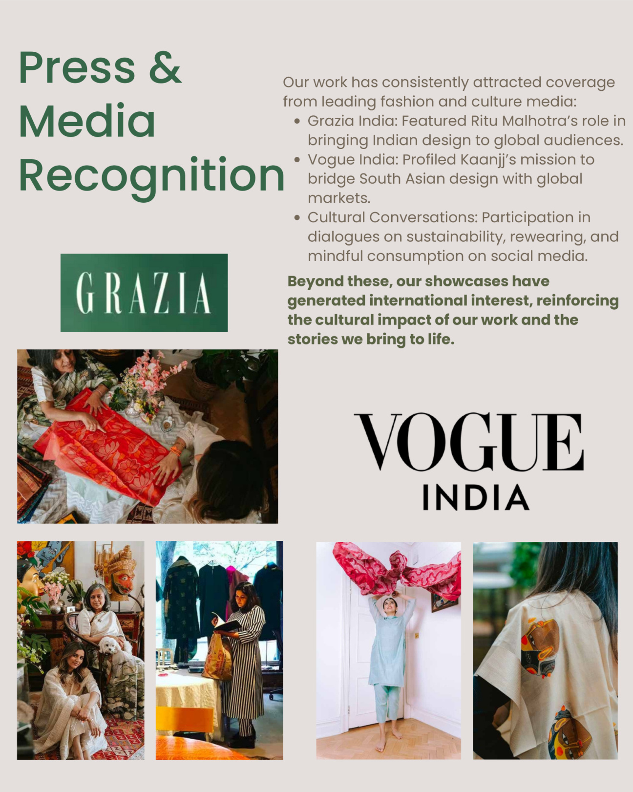 Press & media recognition page